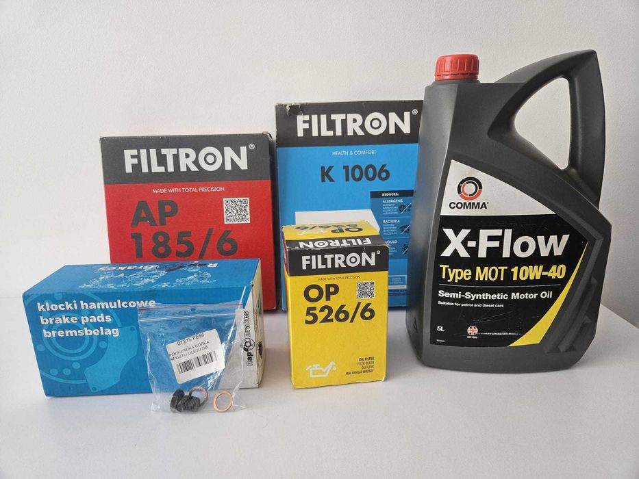 Zestaw filtrów, olej i klocki hamulcowe do Passata B5 FL.