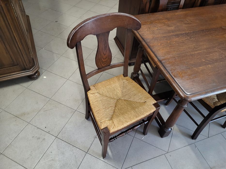 Zestaw 100% dębowy komoda witryna stół 8 krzeseł meble holenderskie