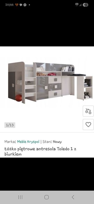 Łóżko piętrowe z biurkiem