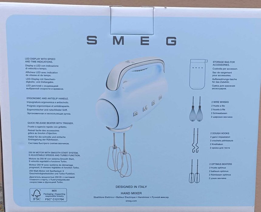 Batedeira Smeg HMF01RDEU NOVA vermelha