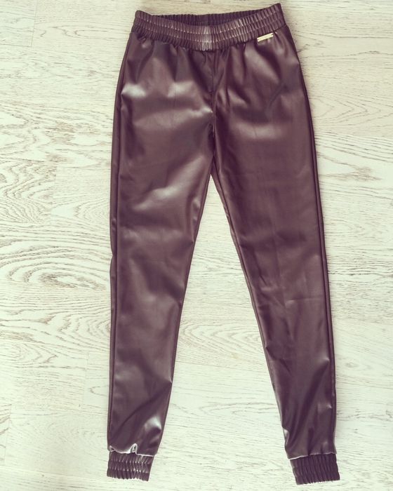 Skórzane spodnie brązowe ściągacze nowe Balmain Zara