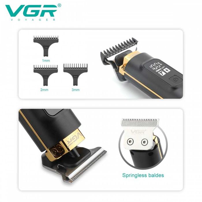 Триммер для стрижки и окантовки волос VGR V-985 Professional 4 насадки