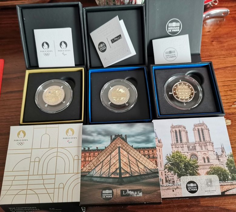 Conjunto de 3 Moedas 2€ proof França monumentos icónicos