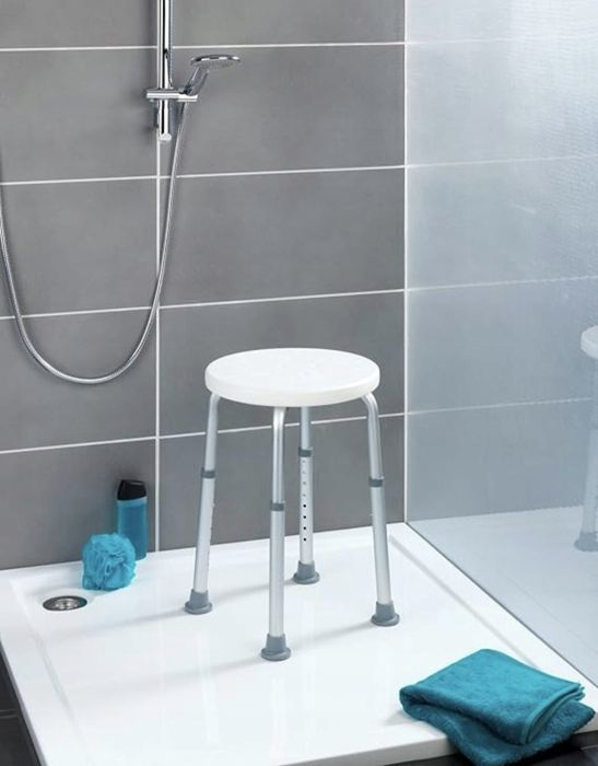 Taboret, stołek pod prysznic z regulacją biały