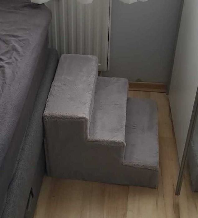 NOWE Schodki Dla Psa 3-Stopnie Tapicerowane Podest Stelaż Drewniany