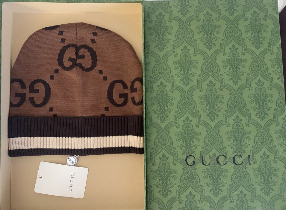 Brazowa czapka Gucci