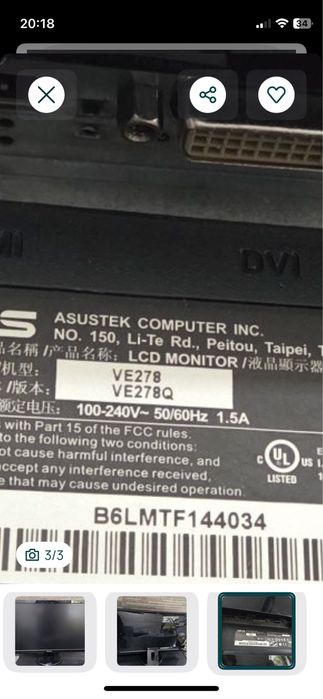 Monitor Asus 27"