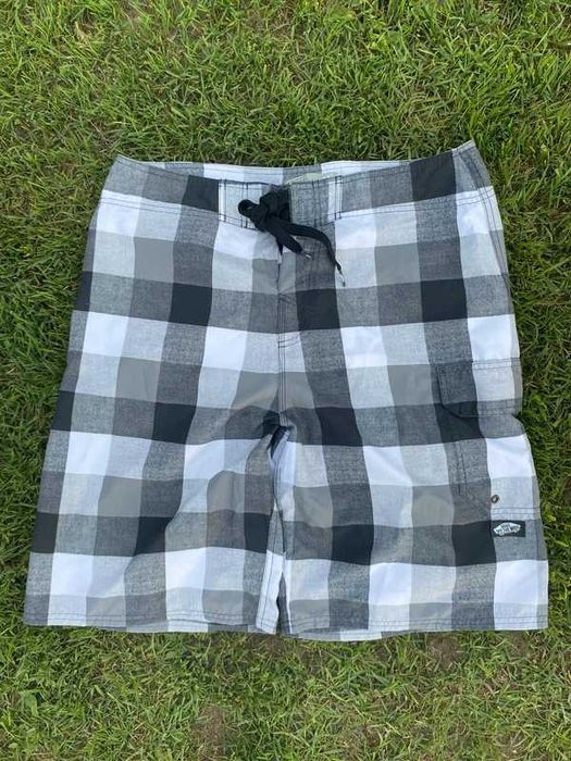 Spodenki męskie w kratę Vans czarny biały skate swim L 34 grey