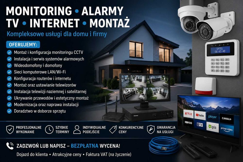 Monitoring • Alarmy • Kamery • Internet • TV • Montaż i Serwis