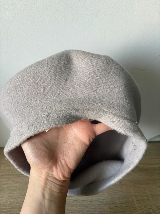 Szaro lawendowy wełniany beret Fezko