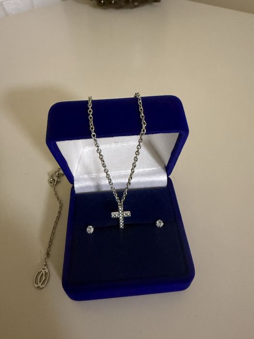 Крестик серебро и сережки