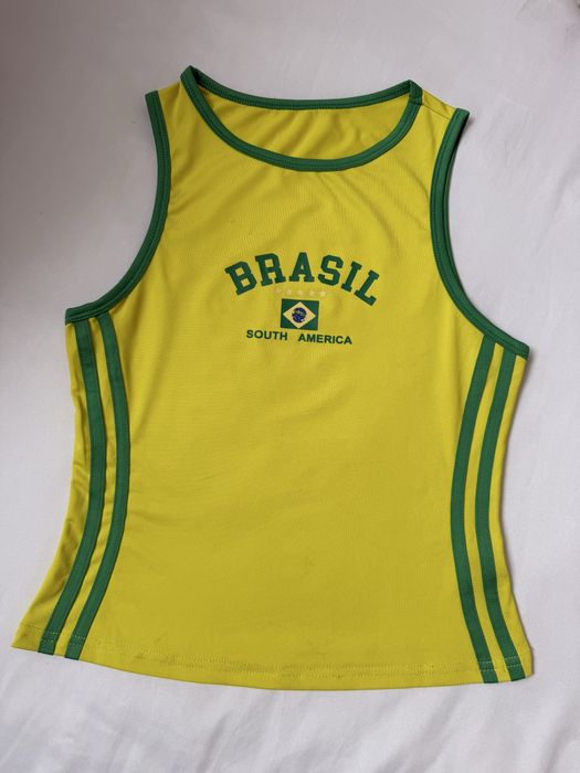 Żółto zielona koszulka top Brasil shein xs