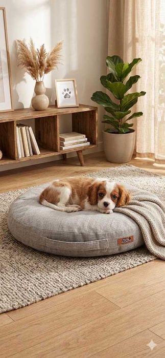 Stylowa okrągła poduszka dla zwierząt Home Accents – Ø50 cm – Wygodny relaks dla Twojego pupila