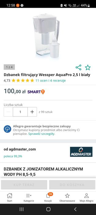 Dzbanek filtrujący alkaiczny