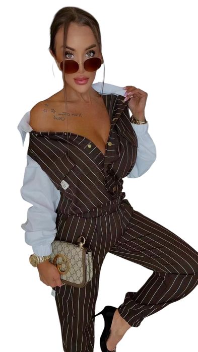 Garnitur Lola Bianka komplet dres brązowy elegancki