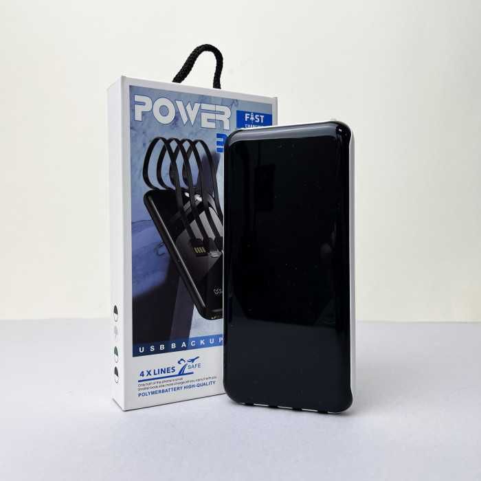 Power Bank с кабелем USB+Micro+Type-C+Lightning (10000mAh)