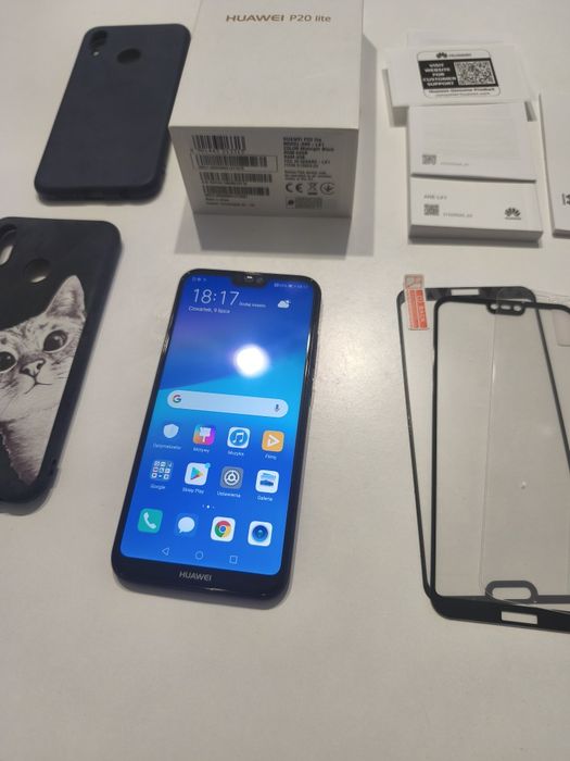 Huawei p20 lite telefon używany smartfon zestaw etui 2x szkiełko 4x