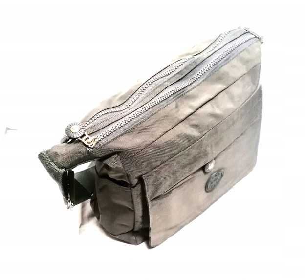 Torebka listonoszka damska ortalion shopperka szara długi pasek