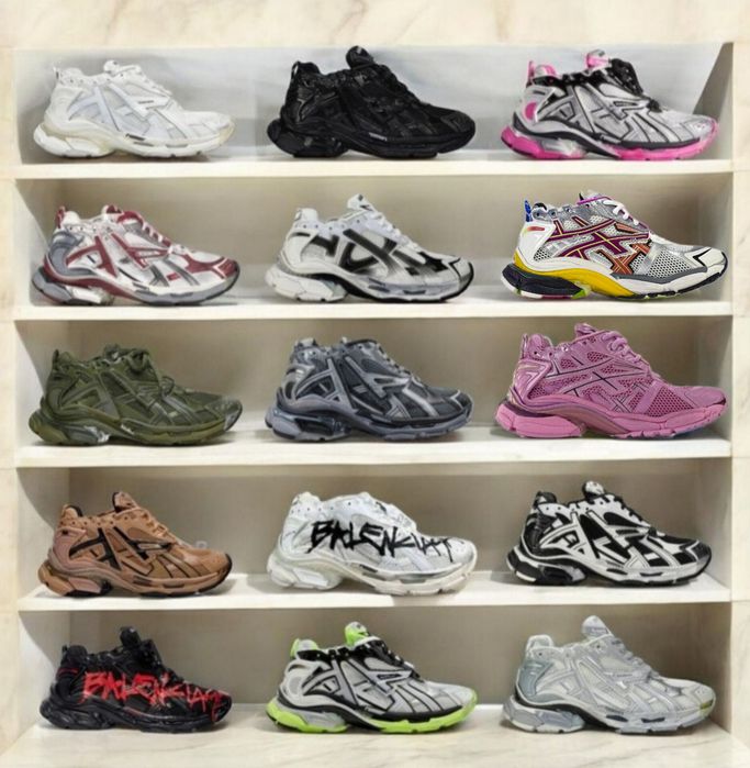 р36-45 Кросівки Balenciaga Trainer Runner White Black  Grey Pink Green