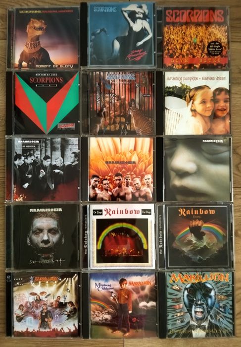 Judas Priest, Soundgarden, Accept, Sex pistols, Ozzy Osbourne, Scorpions, Rammstein, Marillion, Rainbow, Frank Zappa płyty CD egzemplarz