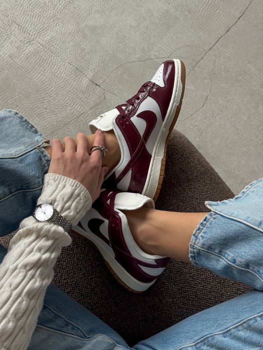 ФОТО РЕАЛ‼️ жіночі кросівки Nike Dunk SB Dunk Burgundy Croc найк сб
