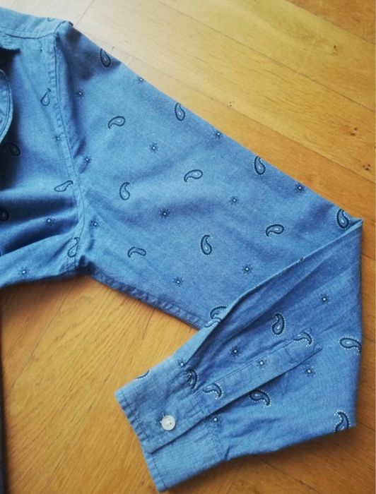 Niebieska koszula męska we wzorki 100% bawełna