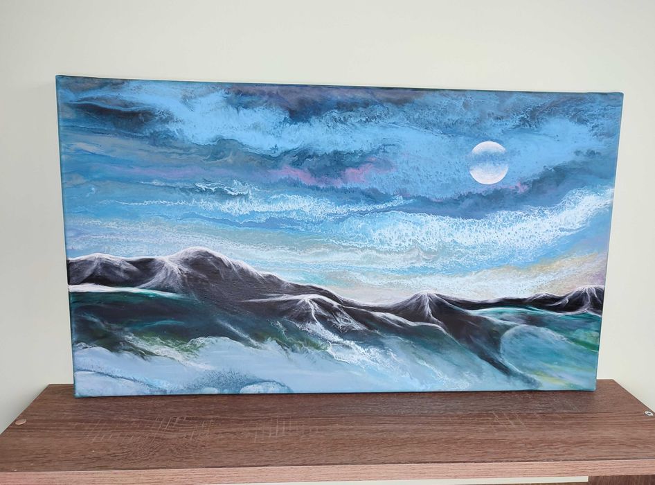 Ręcznie malowany Krajobraz górski Płótno 40x70 Pejzaż akrylowy