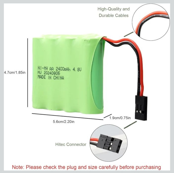 Akumulator RC NiMH 2 szt. 4,8 V 2400 mAh ze złączami Hitec/SM 2P