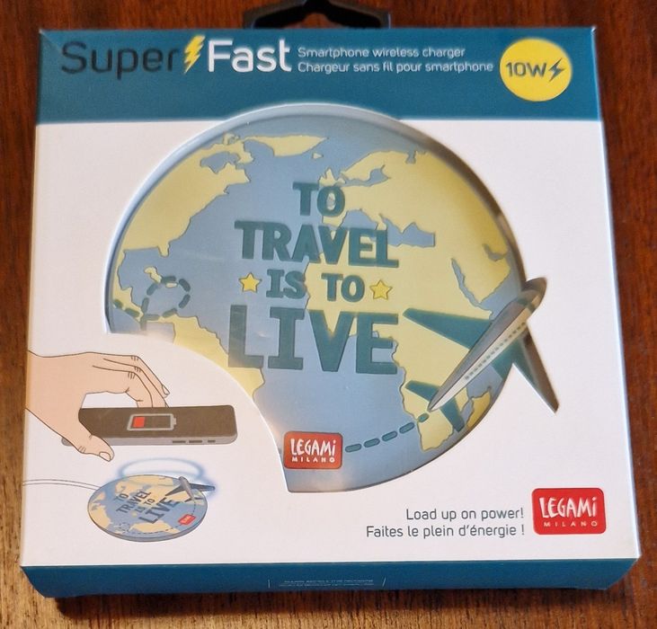 Carregador wireless 10W, "To Travel is to Live"