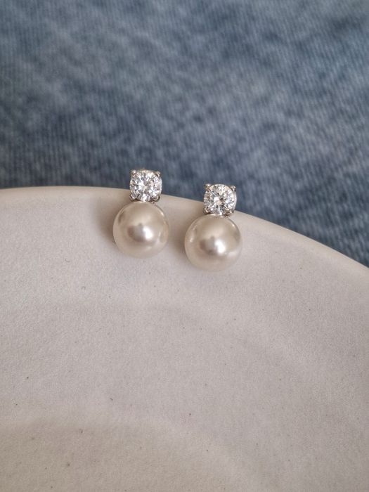 Срібні сережки з перлинами , 925 проба , с