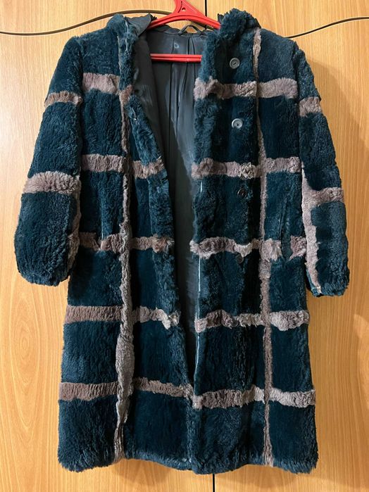 Дитяча підліткова зимова шубка з натурального хутра кролика