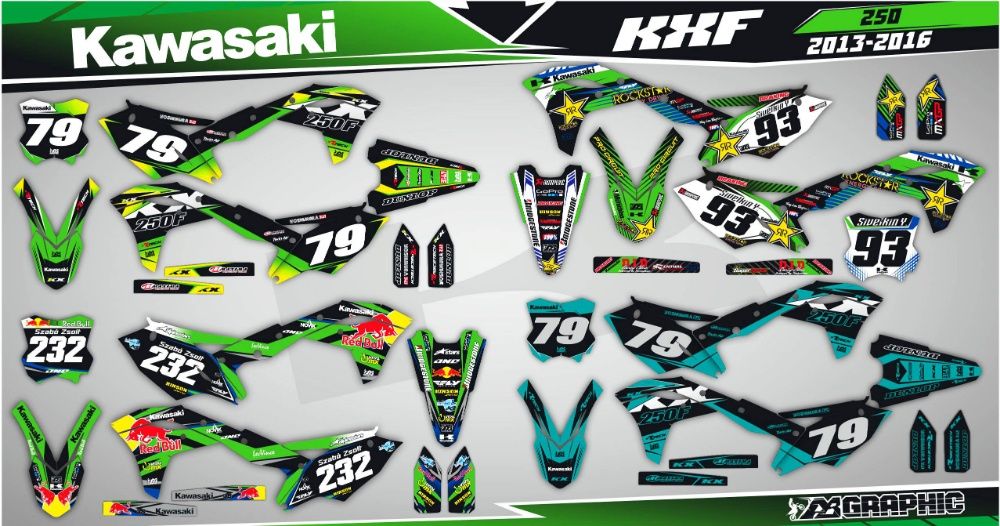 Наклейки Графика Kawasaki KXF KX450F KX250F KX KLX 65 85 125 250 450