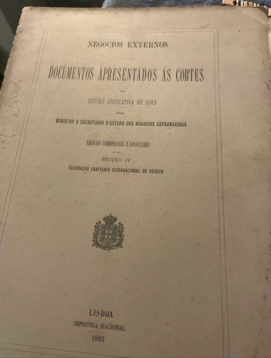 Lote de 7 volumes documentos apresentados as Cortes 1893