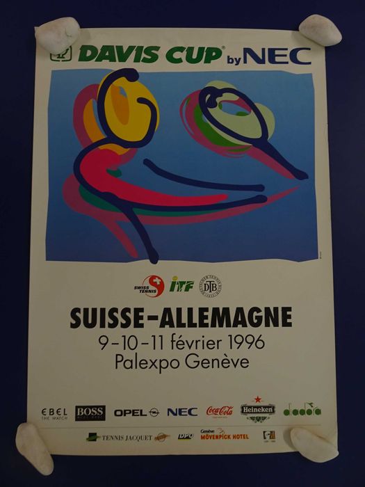 Antigo poster Ténis Tennis Davis Cup by NEC Suisse Allemagne 1996