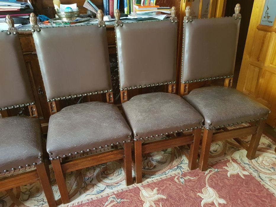 Komplet krzesel palacowych skorzanych