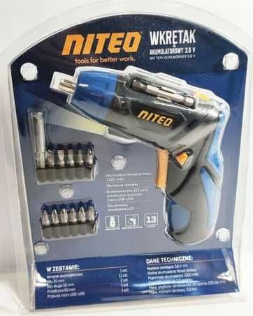 Wkrętarka akumulatorowa obrotowa Niteo 3,6 V +bity