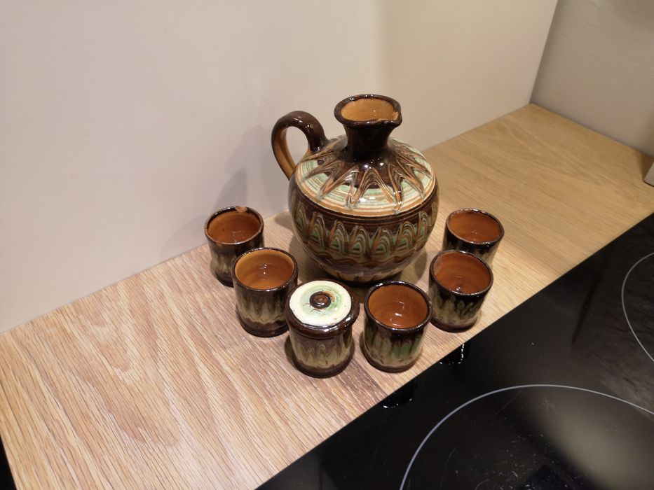 Karafka z sześcioma kieliszkami, art Deco