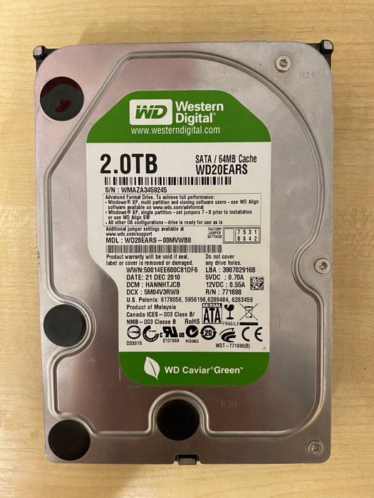 Жорсткий диск Western Digital green на 2тб.