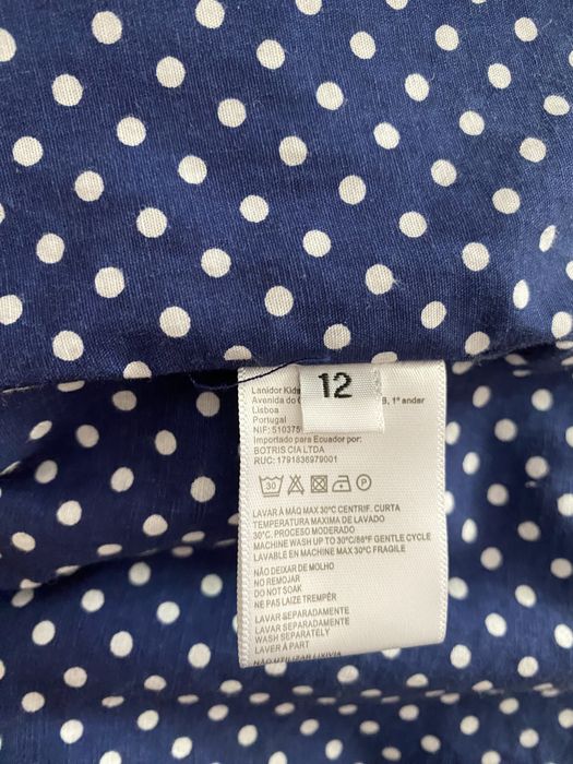 Gabardine Lanidor Azul com Forro bolinhas brancas