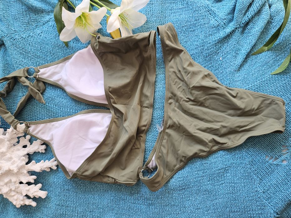 Stroj kapielowy dwuczęściowy bikini xl oliwkowy zielony