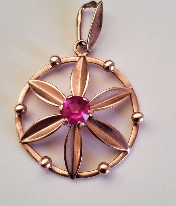 Подвеска, кулон СССР золото 583 пробы с рубином