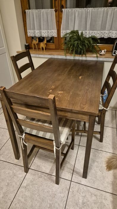 Drewniany stól i 4 krzesła Ikea Jokkmokk