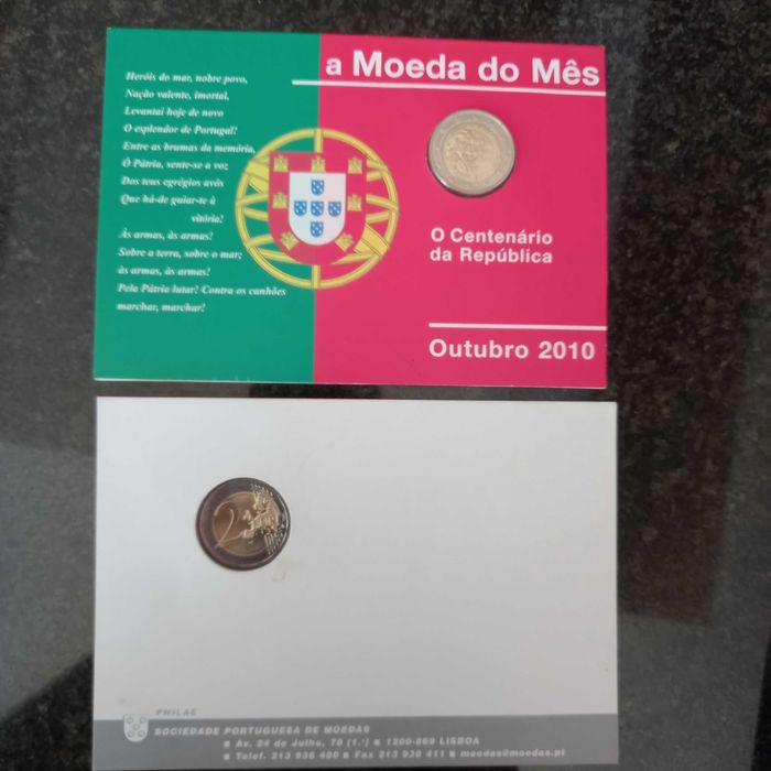 Moeda 2 euros "centenário República portuguesa"