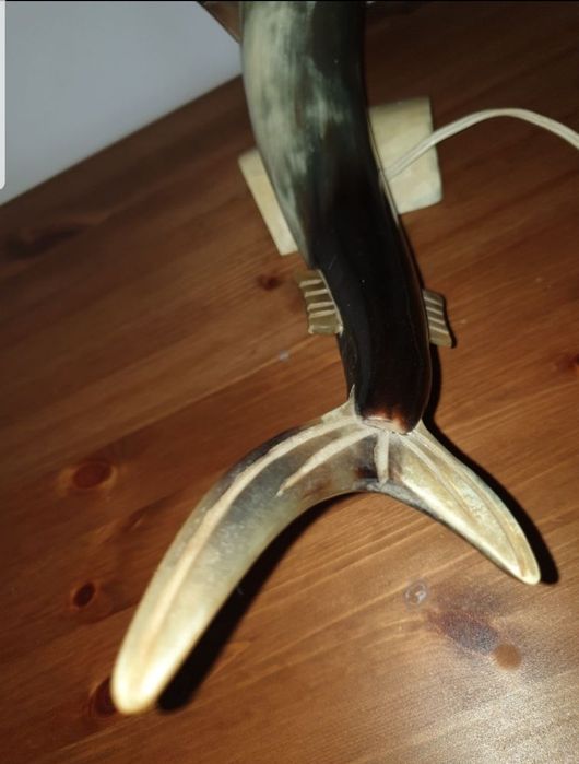 Candeeiro antigo em corno e osso artesanal