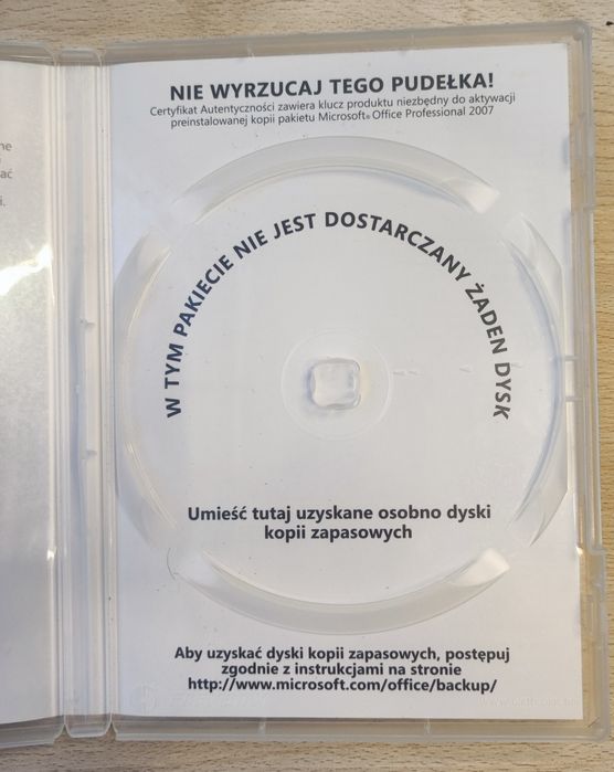 Office 2007 Pro licencja pudełko nie rejestrowany