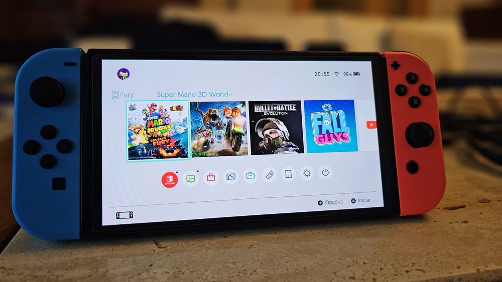 Nintendo Switch OLED 64GB (Neon Blue/Red) – Impecável