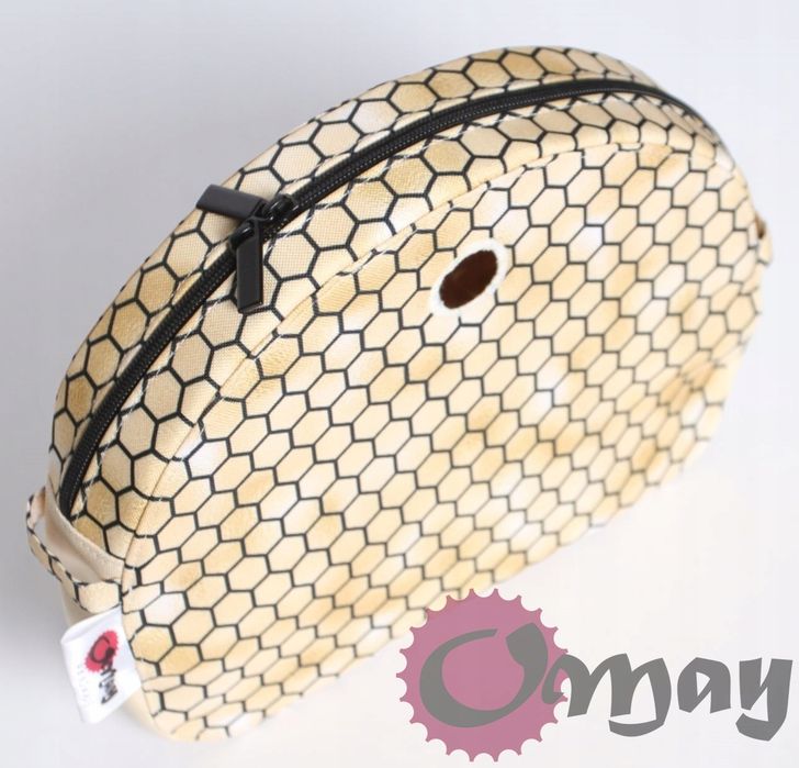 BEŻOWY organizer OBAG MOON LIGHT czarne plastry miodu 2 kieszenie OMAY