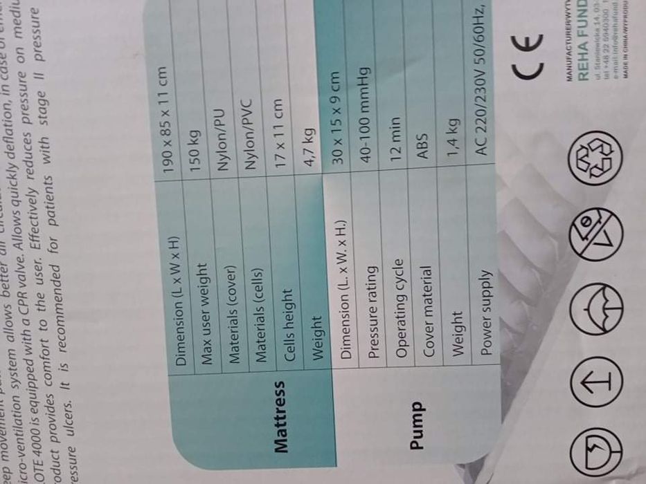 Nowy materac przeciwodleżynowy