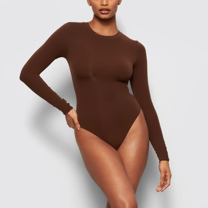 Жіночий лонг бодісьют SKIMS Long Sleeve Crew Neck Bodysuit