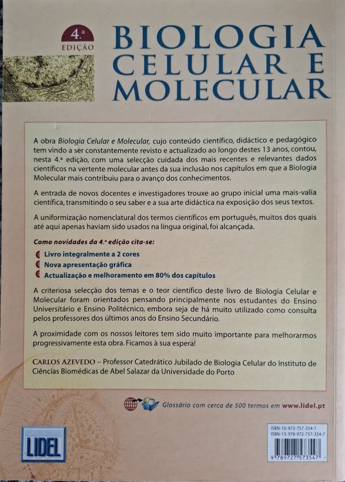 Livro Biologia Celular e Molecular